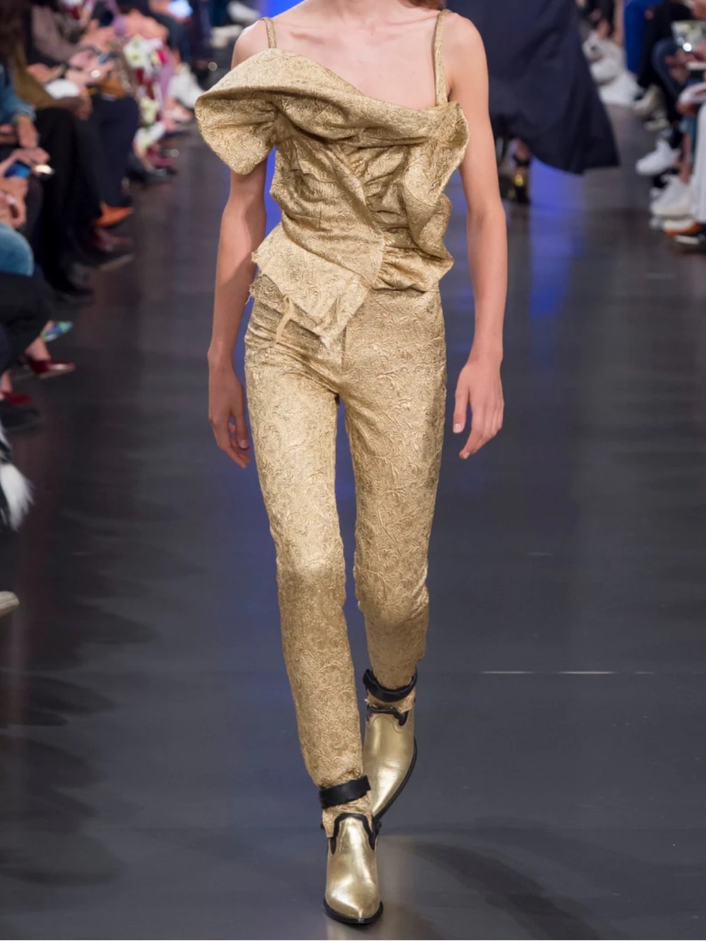 Maison Margiela Spring 2019 Runway Cotton Silk Gold Brocade Trousers IT40